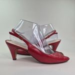 Bruno Magli Red Vintage Leather Slingback Heels Peep Made in Italy Size 8 Photo 5