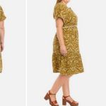 Wonderly Button Front Waist Tie Plus Size Short Sleeve Gauze Midi Dress Photo 1