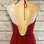 AMSALE Maxi Dress Tulle Formal Bridesmaid/Evening Crimson Photo 4