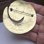 Hand Crafted Hand Made Metal Artisan Signed Brooch Pin Two Tone Photo 7