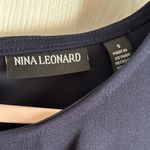 Nina Leonard  classic Navy Long bell Sleeve sheath Dress Photo 1