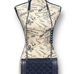 Badgley Mischka NWT Quilted Denim Crossbody Bag Blue Pearls Vegan Leather Chic Photo 2