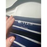 Stylus Women's Navy Blue and Gray Striped Long Sleeve Casual Short Dress XL Photo 4