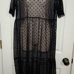 Black mesh tulle ballet core polka dot sheer slip midi Lola Dress Lace Large Photo 0