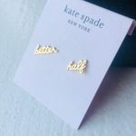 Kate Spade  Better Half Gold Script Stud Earrings NWT Photo 1