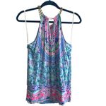 Lilly Pulitzer  Blue Pink Shell Print Bowan Halter Tank Top Chain Neck Size Small Photo 4