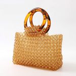 Amber Transparent Beaded Acrylic HandBag Wedding, Casual like Cult Gaia Custom Brown Photo 0