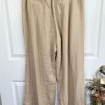 Magaschoni Linen Pants Size L Tan Wide Leg Pleated Elastic Waist Relaxed Fit Photo 2