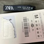 ZARA NEW Green Faux Vegan Leather Sleeveless Button Pinafore Ruffle Mini Dress M Photo 7