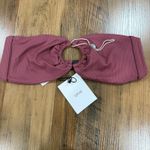 ONIA  Luna Ribbed O-ring Bandeau Bikini Top Maroon Casual Medium Photo 1
