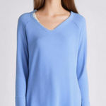 Wildfox Haley Brushed Long Sleeve V-Neck Top Blue Size Small Exposed Seams Photo 0