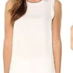 Theory  Lewie Silk Tank Top Ivory & Tomato Trim Size Small Photo 0