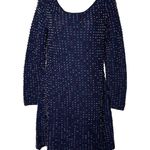 NWT DOEN Solandis Navy Beaded Crochet Long Sleeve Knit Mini Bodycon Dress sz M Size M Photo 0