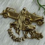 Vintage AJC Car Dog Lady gold tone Brooch Photo 0