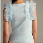 Anthropologie NWOT Dolan Tulle Ruffle Sleeve Tank Blue Ribbed Knit Top Photo 3