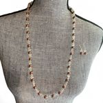Beaded Necklace Earrings Set Glass Crystals Pearls Formal Elegant Statement Gift Silver Photo 0