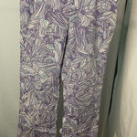 Sigrid Olsen  Purple and White Leaf Print Pants SIZE‎ 8 Photo 0