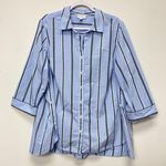 J.Jill Side Button Stepped Hem Tunic Shirt Women XL Blue Striped Coastal Grandma Photo 0