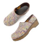 Sanita Professional Valborg Closed Back Clog Purple Rainbow Textile Knit Size 38 Tan Photo 0