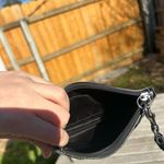 Coach y2k Jacquard Signature Black Leather Trim Pleated Wristlet Wallet Photo 5