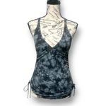 Athleta  XS Black Gray Tie Dye Swim Tankini Top Ruched Crossback Beach Vacation Photo 2