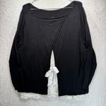 White House | Black Market WHBM Black Sweater with Cream Floral Lace Back & Hem Photo 5