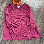 STUDIO JPR Red Marbled 3/4 Bell Sleeved Sweater | LARGE | Photo 5