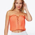 Ramy Brook • Mika Cover-Up Top crop strapless chiffon Coral peach tube blouson Photo 0