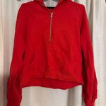 Half Zip Cropped Hoodie Red Photo 0