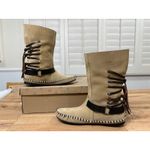 Free People Coronado Moccasin Boot Natural Suede Size 8 NIB Fringe Detail Buckle Photo 8