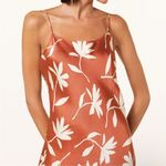 ANINE BING NWT  Chloe Silk Satin Maxi Dress Tropical Leaf Print Terracotta Brown Photo 2