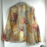 Chico's NWT  Silk Kimono Cardigan Orange Floral Open Front Ribbon Front Trim Sz L Photo 1