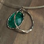 Jones New York gold tone green abalone stone pendant necklace Photo 6