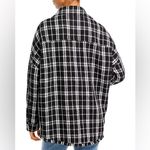 NATIVE DAUGHTERS Black Plaid Oversized Frayed Shirt Jacket Shacket Size Small Photo 1