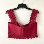 Susana Monaco  Laser Cut Bandage Crop Top Oxblood Red XL Photo 6