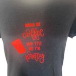 Gildan Black Graphic Bring me Coffee Short Sleeve T-Shirt Women Sz M Photo 2