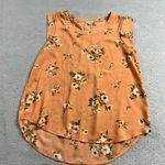 Lily White Orange Floral Print Short Sleeve Blouse Top Size Small EUC Photo 0