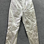 EXPRESS  Leather Pants Womens 6 Silver Metallic 5 Pockets Straight Leg Outdoor Photo 0