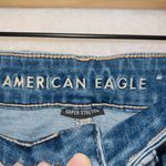 American Eagle AE Light Wash Denim Super Stretch Hi Rise Shortie Shorts Photo 2