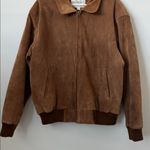 Vintage 100% Suede Leather Tan Bomber Jacket Size: L Size L Photo 2