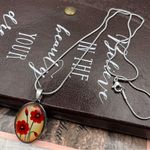 Handmade Red Floral Pendant Necklace 20” Stainless Steel Boho Statement Jewelry Photo 4
