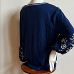 st. john's bay  Dark Blue Top with Light Embroidery Photo 5