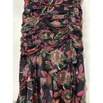 Hutch Tisha Ruched Maxi Dress Black Floral Multi Size 10 NWT Tiered Skirt w Slit Photo 5