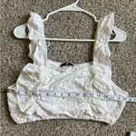 7 For All Mankind White Floral Ruffle Eyelet Crop Top Summer XL Large Bride Photo 4