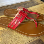 Kate Spade  New York Size 7 M Carol Sandal Red Patent Leather‎ Embellished Thong Photo 0