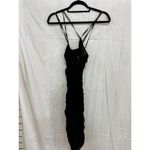 LEAU Sleeveless Cutout Crisscross Strap Ruched Bodycon Midi Dress Black Women XS Photo 3