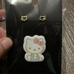 Hello Kitty  Sanrio 14K Gold Earrings With Small Diamond Studs Photo 0