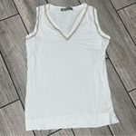 D. Exterior white V neck beaded and gold‎ lurex tank italy $170 Photo 1