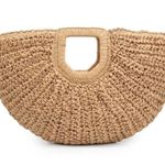 Ramla Raffia Bag Half Moon Woven Clutch Tan Beachy Boho Selling Sunset Straw NWT Photo 2