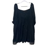 Chic Soul Black Mini Dress Sparkle Square Neck Long Sleeve Babydoll Coquette 3X Photo 1